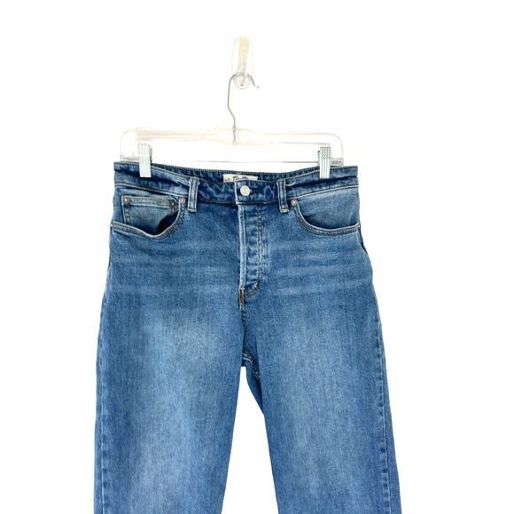 We the Free Jeans Curvy Button Fly Distressed Hem Straight Leg Denim Size 28 - Picture 4 of 11